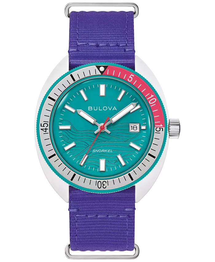 

Мужские часы для плавания с маской Limited Edition Performance Snorkel с фиолетовым ремешком 41mm Bulova