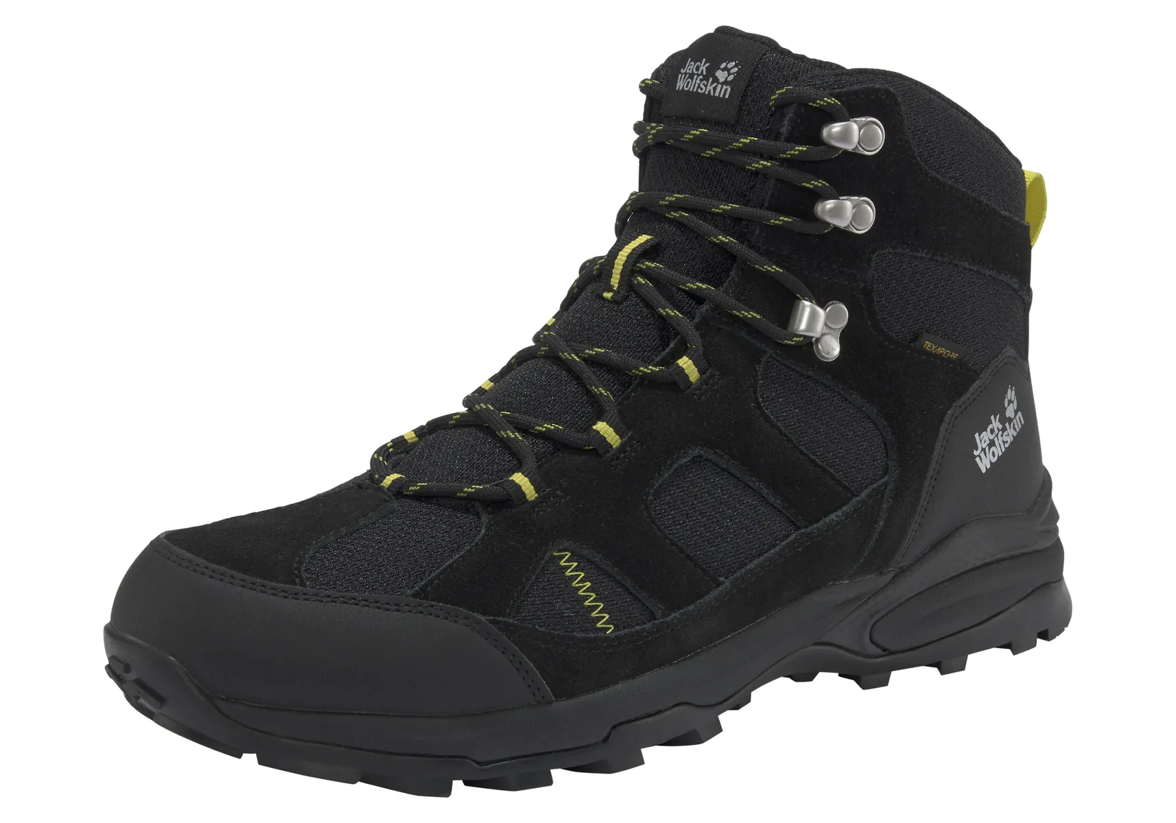 

Походные кроссовки Jack Wolfskin "GREAT HIKE 2 TEXAPORE MID M", водонепроницаемые, цвет Schwarz-Lime