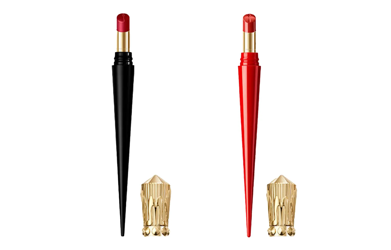 Christian Louboutin CL тонкая помада на высоком каблуке черная и красная, 2 шт, матовая, легко растушевывается, 386L Naked Rose + 013S Rose Red Bean, 001L Platinum Red+155S Wild Tomato