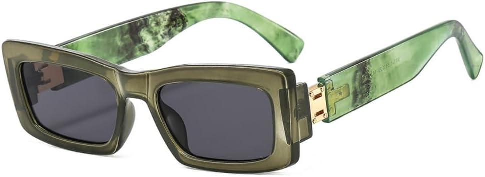 

Новые солнцезащитные очки прямоугольной формы, маленькие, для мужчин и женщин, дорожные, винтажные, ретро, ​​с защитой от УФ-излучения UV400 (2025 год) DSXLY, Dark Green