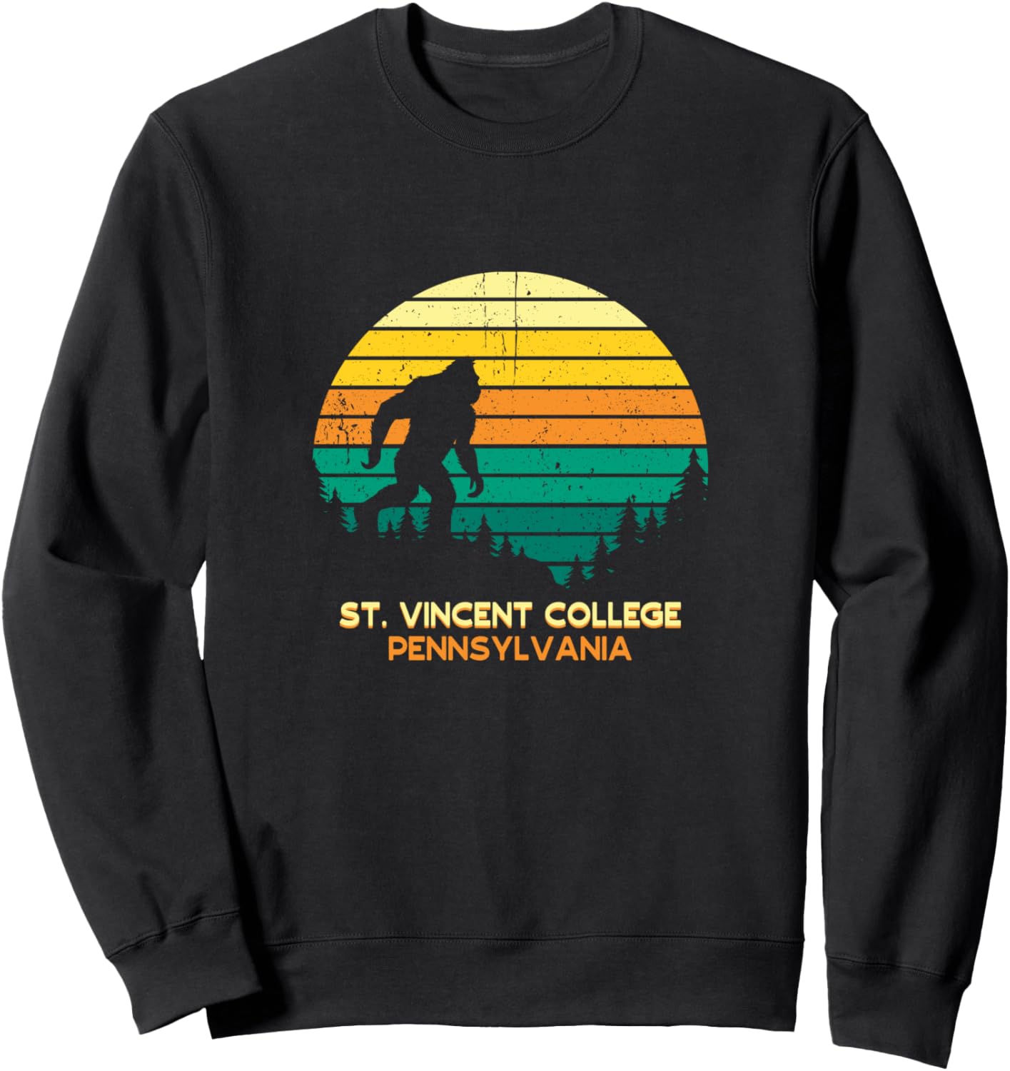 

Ретро-сувенирная толстовка с изображением Бигфута из Университета Сент-Винсент, штат Пенсильвания, черная St Vincent College, Pennsylvania Big Foot Gift