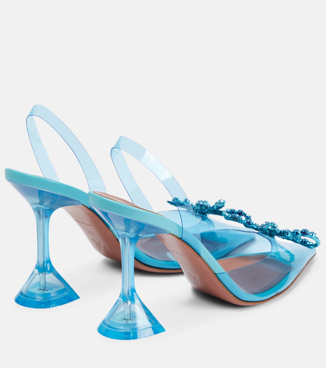 Туфли-лодочки Rosie с декором и открытой пяткой Amina Muaddi, Aqua Blue — фото 3