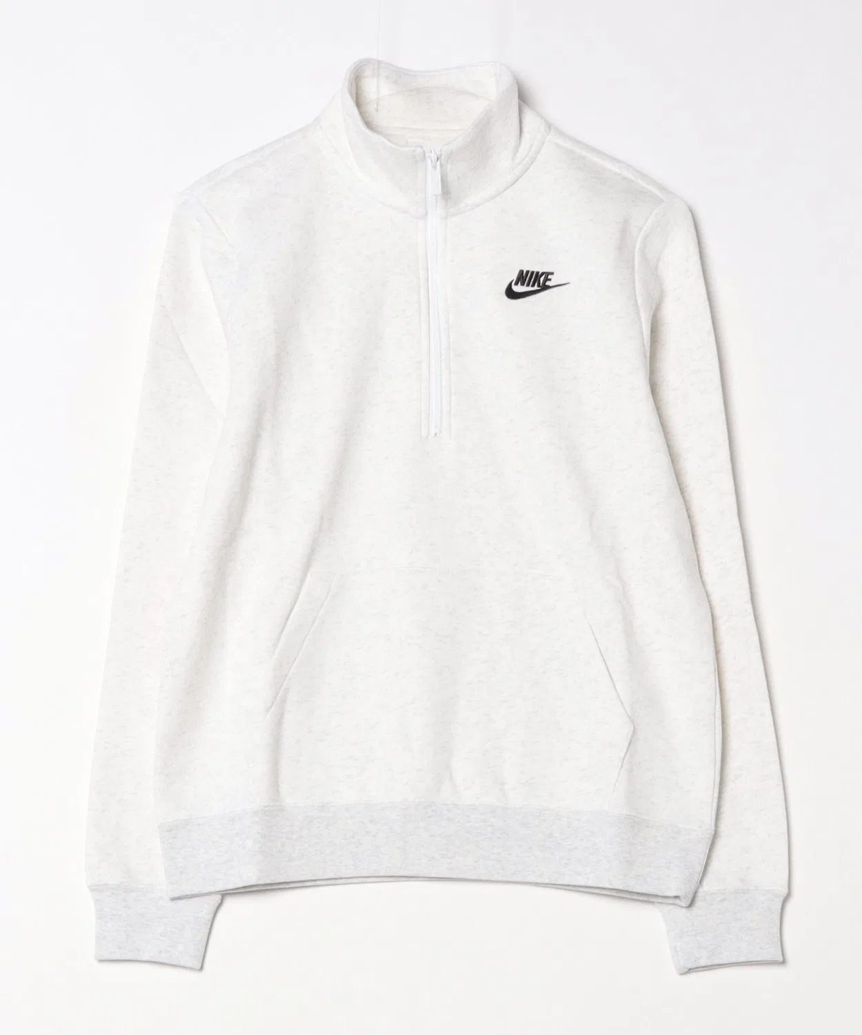 Свитшот Nike Club Fleece с воротником-стойкой и полузастёжкой-молнией, серый