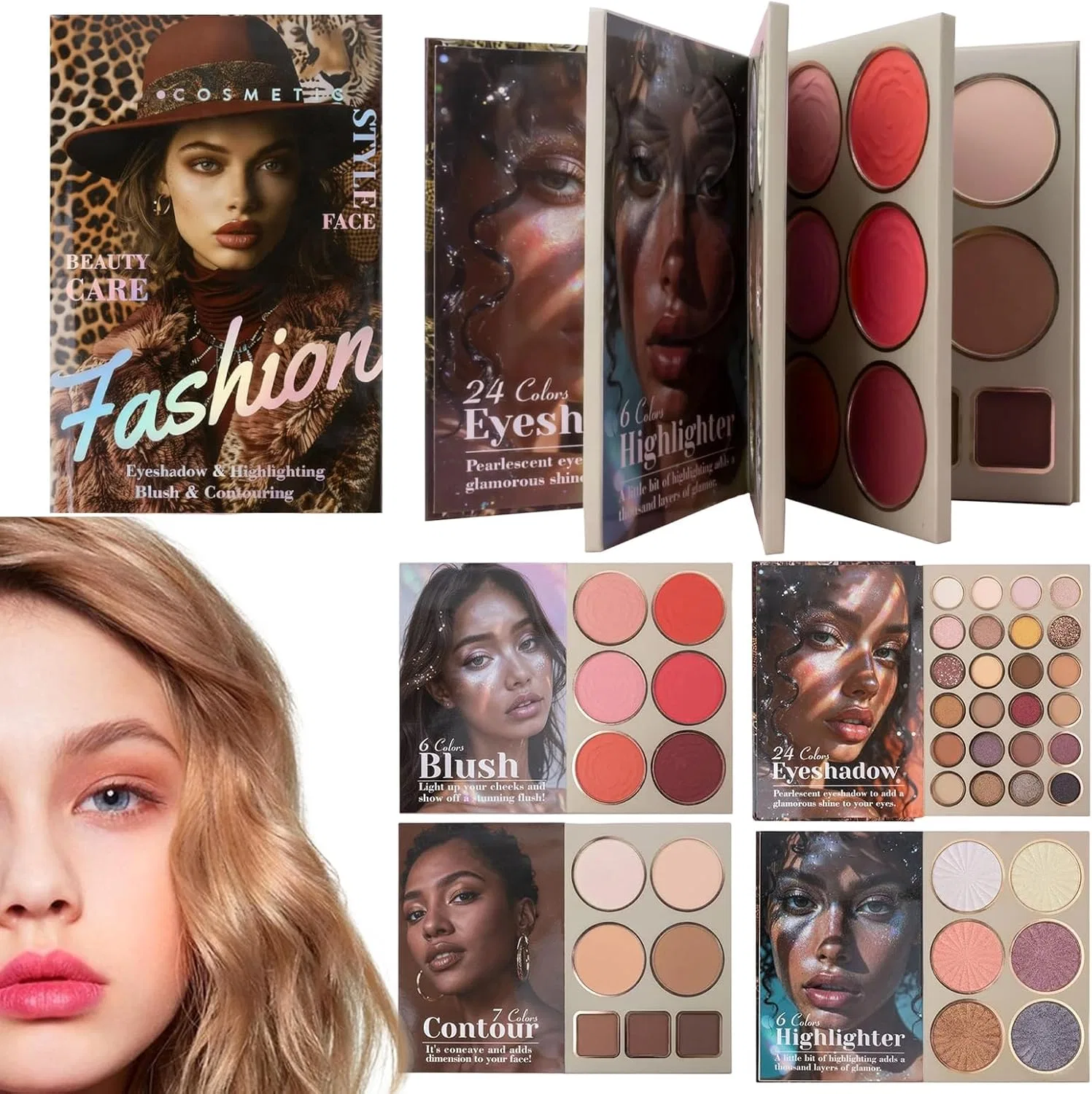 Палетка для макияжа Blush, Highlight, Contour, Eyeshadow, 1 шт