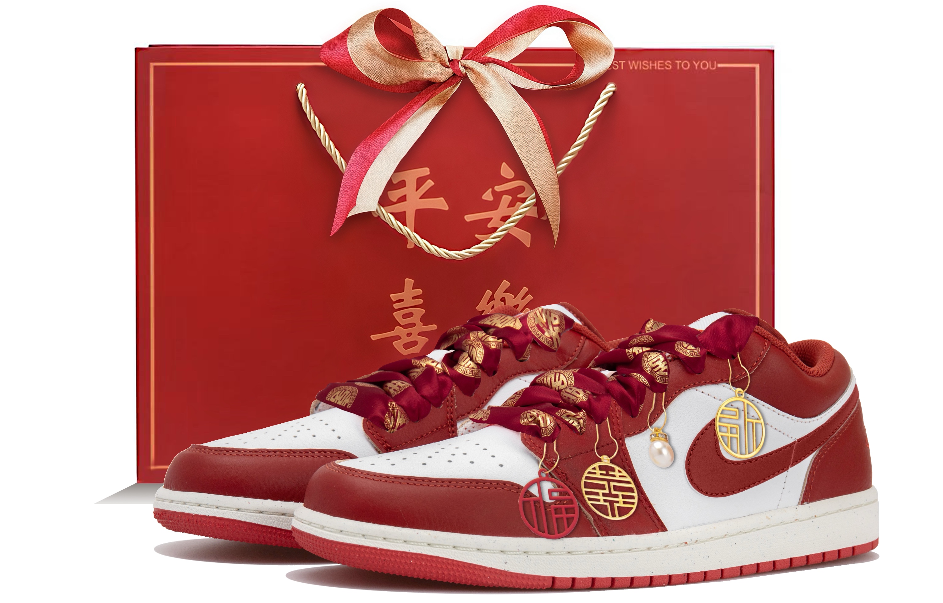 

Jordan Баскетбольные кроссовки Air 1 Low Top мужские, белые, красные