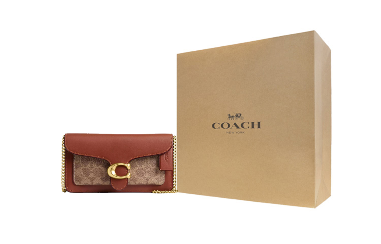 

COACH Таби Нежная Кожа Теленка Сумка Через Плечо Маленький Размер Женская Латунь Плетеная Гавана Карамель