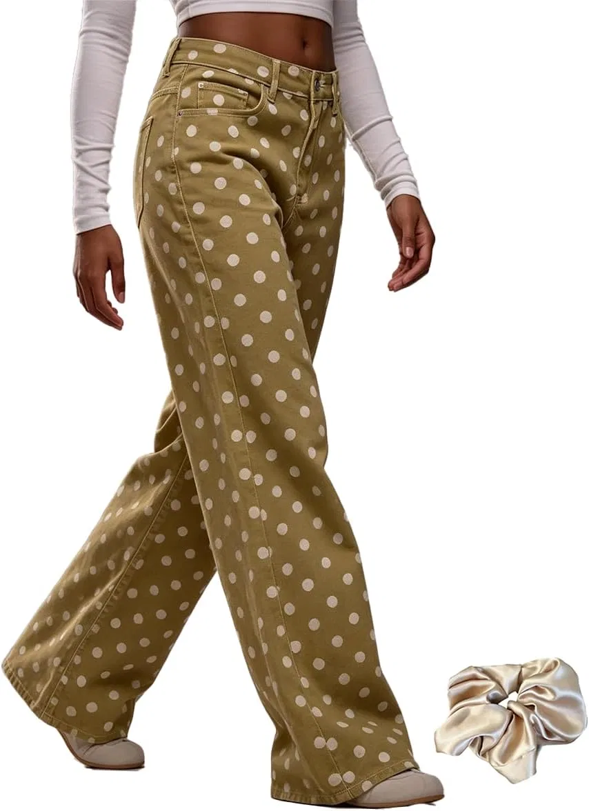 Джинсы с горошком, свободные, Khaki generic