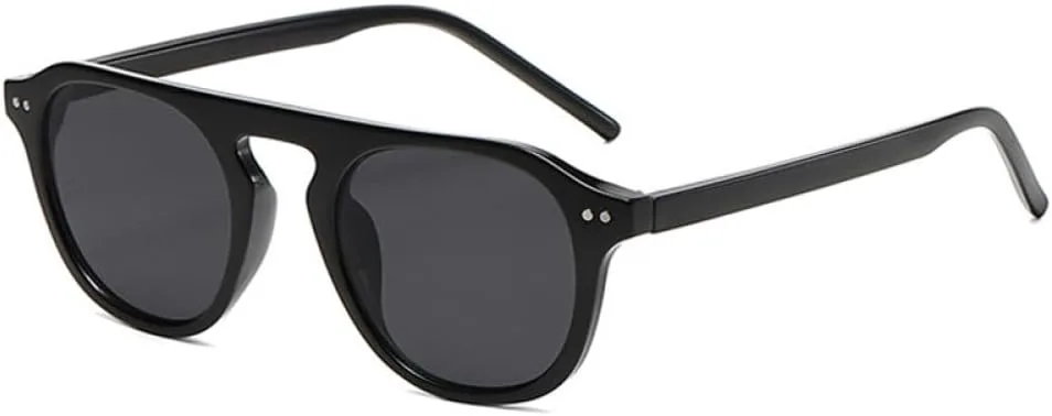 

Солнцезащитные очки в стиле ретро с заклепками, модные для мужчин, темно-зеленые, с защитой от УФ-излучения UV400, трендовые для женщин MTZJH, Black Gray