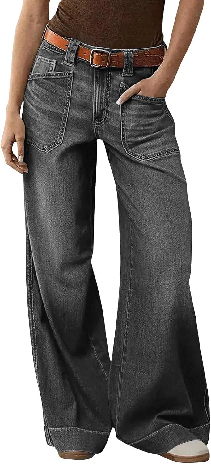 Джинсы прямые свободные Womens, Black