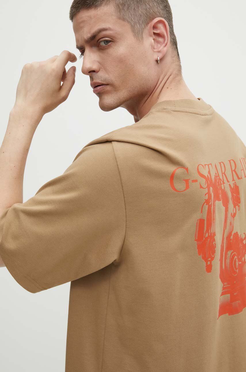 

Хлопковая футболка G-Star Raw, бежевый