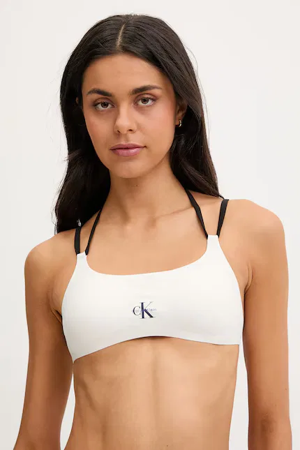 Купальник раздельный топ с логотипом Calvin Klein, бежевый