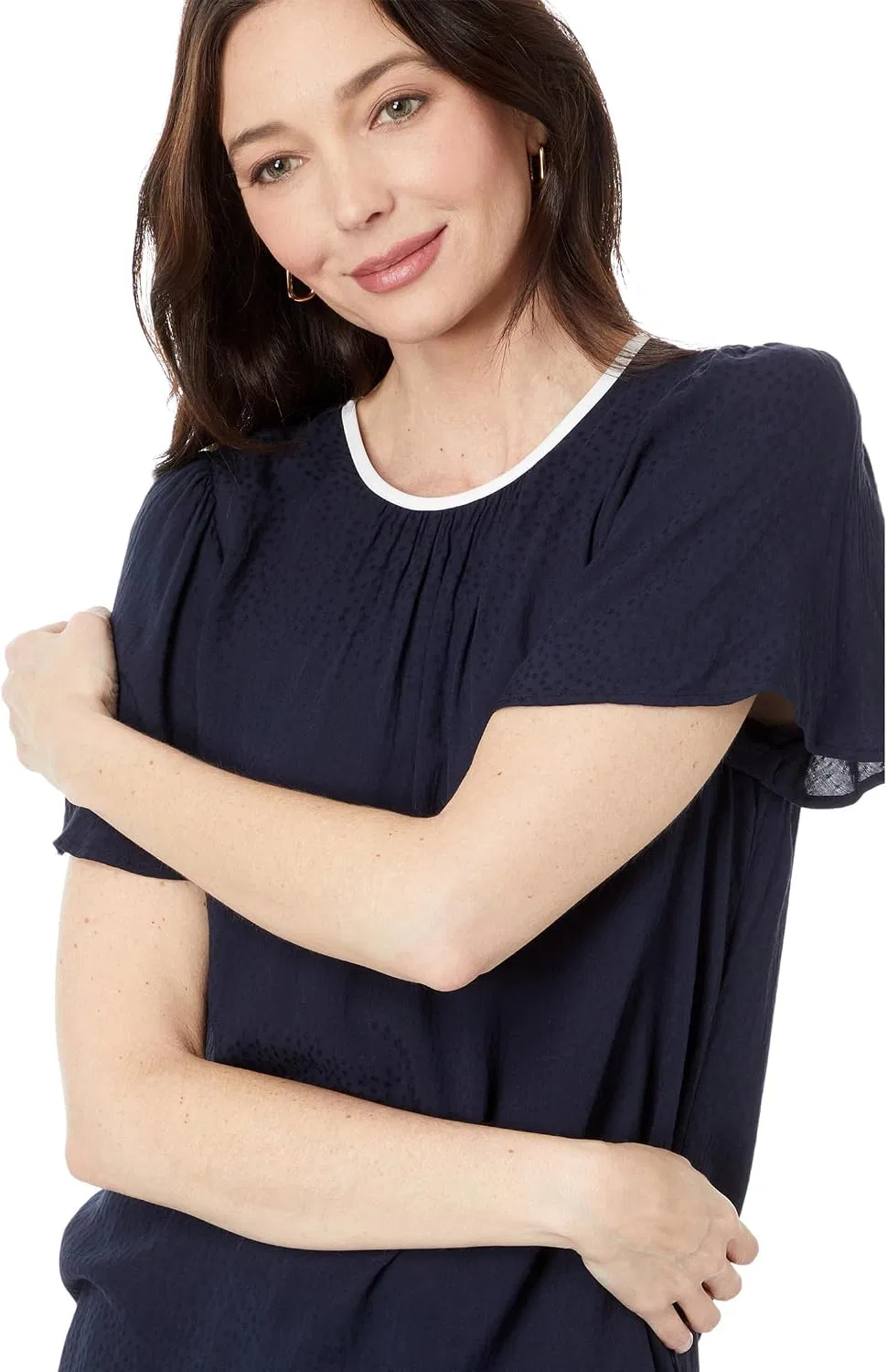 Блуза с коротким рукавом Flutter Sleeve Blouse, Tommy Hilfiger, sky captain — фото 3