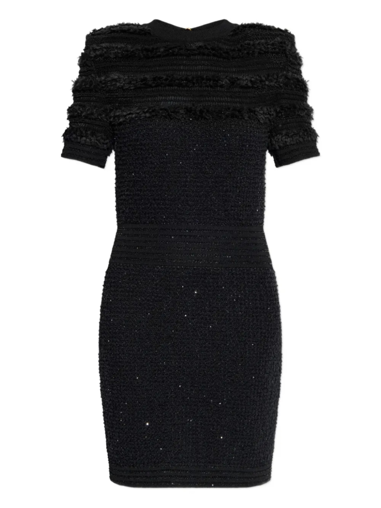 

Фактурное платье с короткими рукавами Balmain, черный