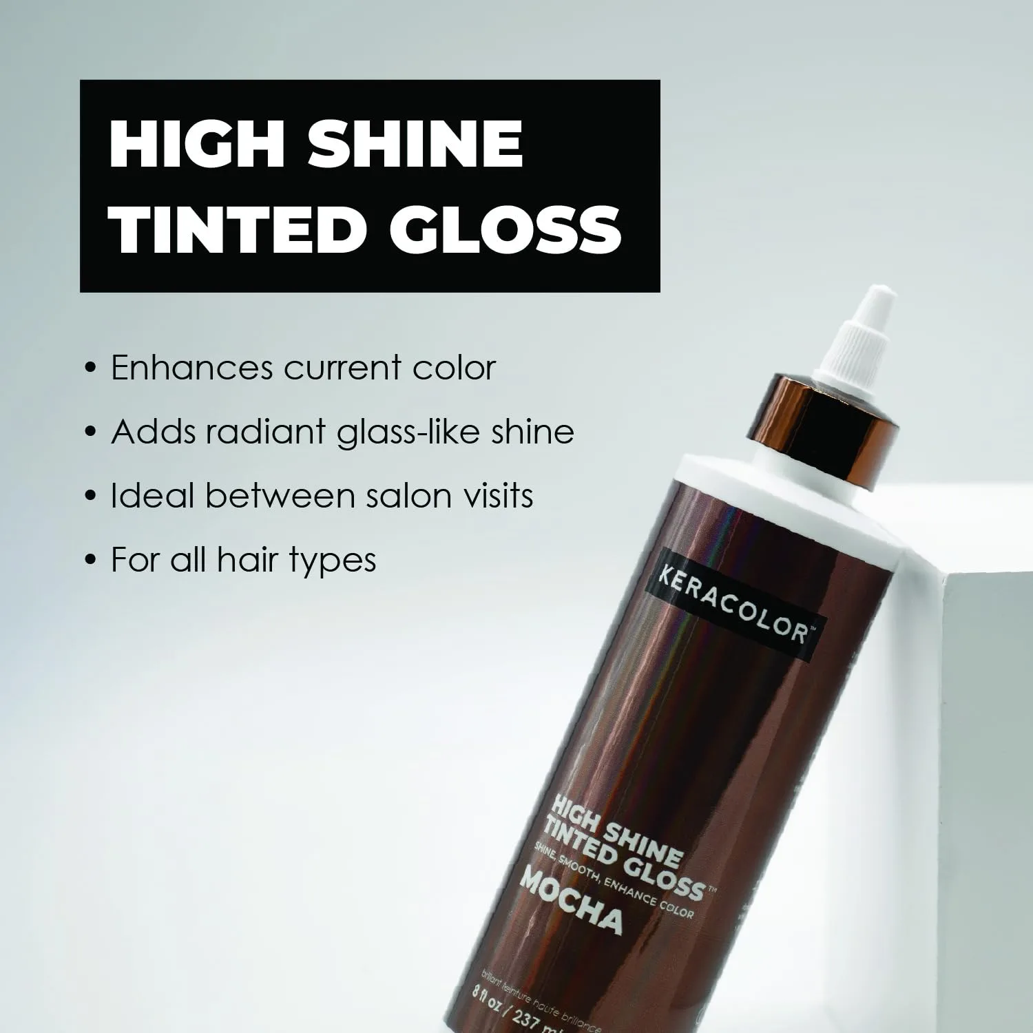 Тонирующий блеск для волос Keracolor High Shine, для использования в душе, полупрозрачное средство для усиления цвета, цвет мокко, 8 жидких унций, Mocha — фото 2