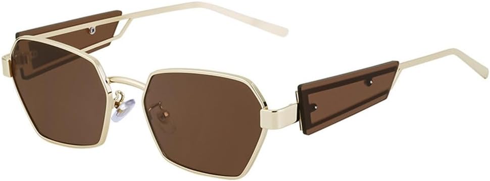 

Модные солнцезащитные очки для женщин, роскошные металлические солнцезащитные очки для женщин, классические прямоугольные очки для вождения, защита от ультрафиолета UV400, коричневые, один размер TYUVIVO, Brown