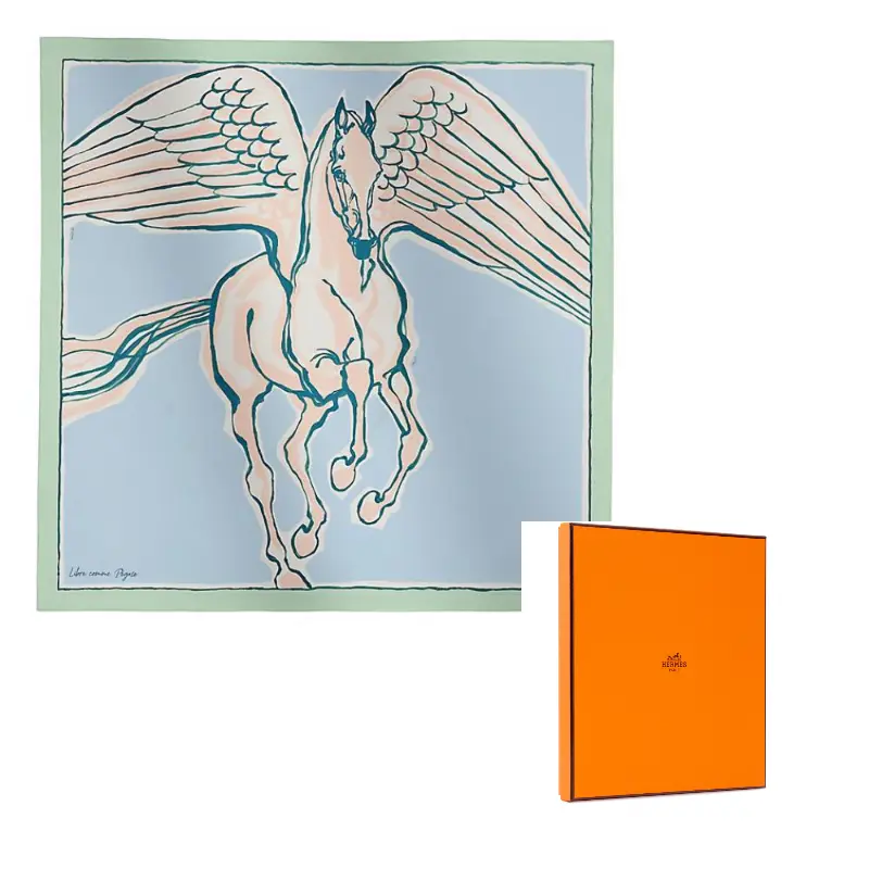 

HERMES Шёлковый шарф из тутового шелка аква-зелёный, Aqua Green