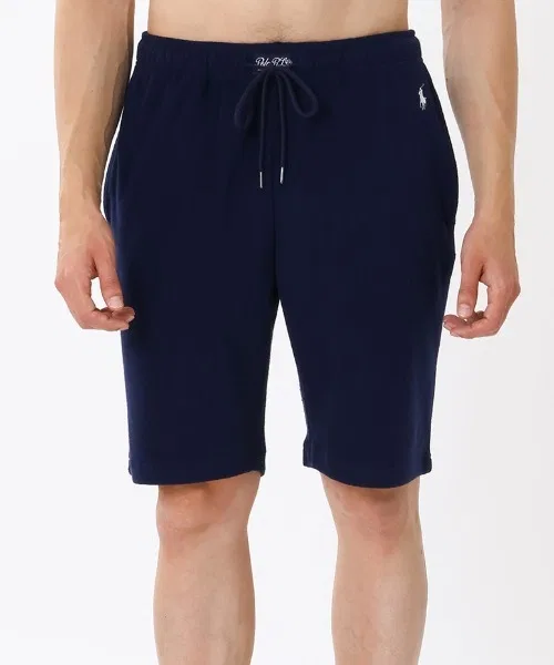 Унисекс хлопковые шорты для сна POLO RALPH LAUREN с вышивкой, тёмно-синие — фото 2