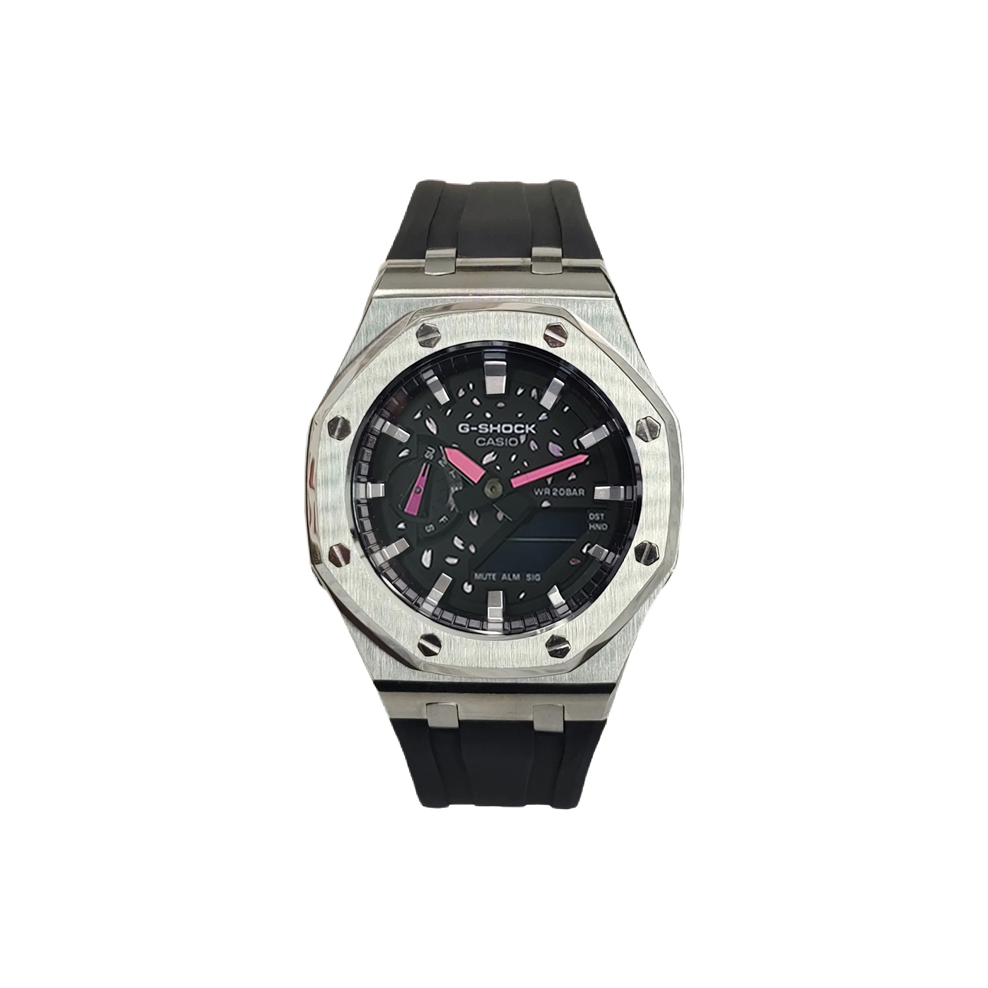 

CASIO Часы Men Liquid Crystal/Analog Dual Display Series 44mm Black Watch, Cherry Blossom Dial