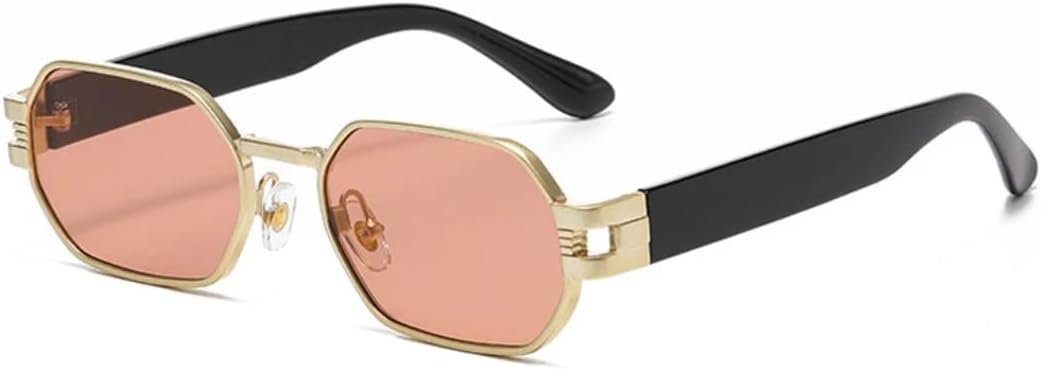 

Популярные модные квадратные солнцезащитные очки конфетных цветов для женщин, ретро-панк, овальные, трендовые мужские металлические очки с защитой от УФ-излучения UV400 UATXTAU, Golden Pink