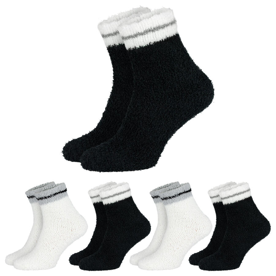 

BLACK SNAKE 4 пары уютных носков | пушистые домашние носки | женские | чёрный/бежевый