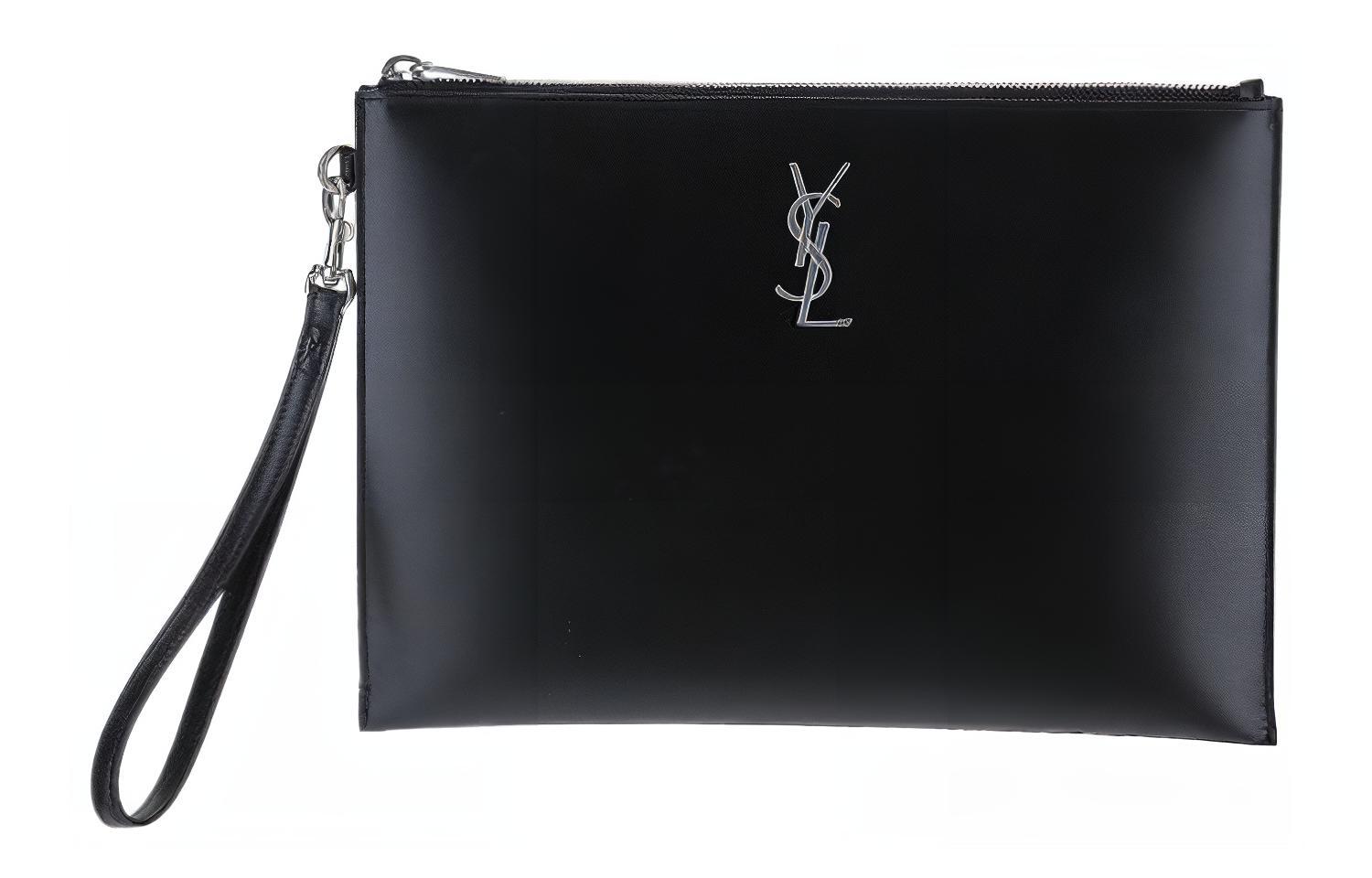 

SAINT LAURENT Кожаная клатч мужская черная