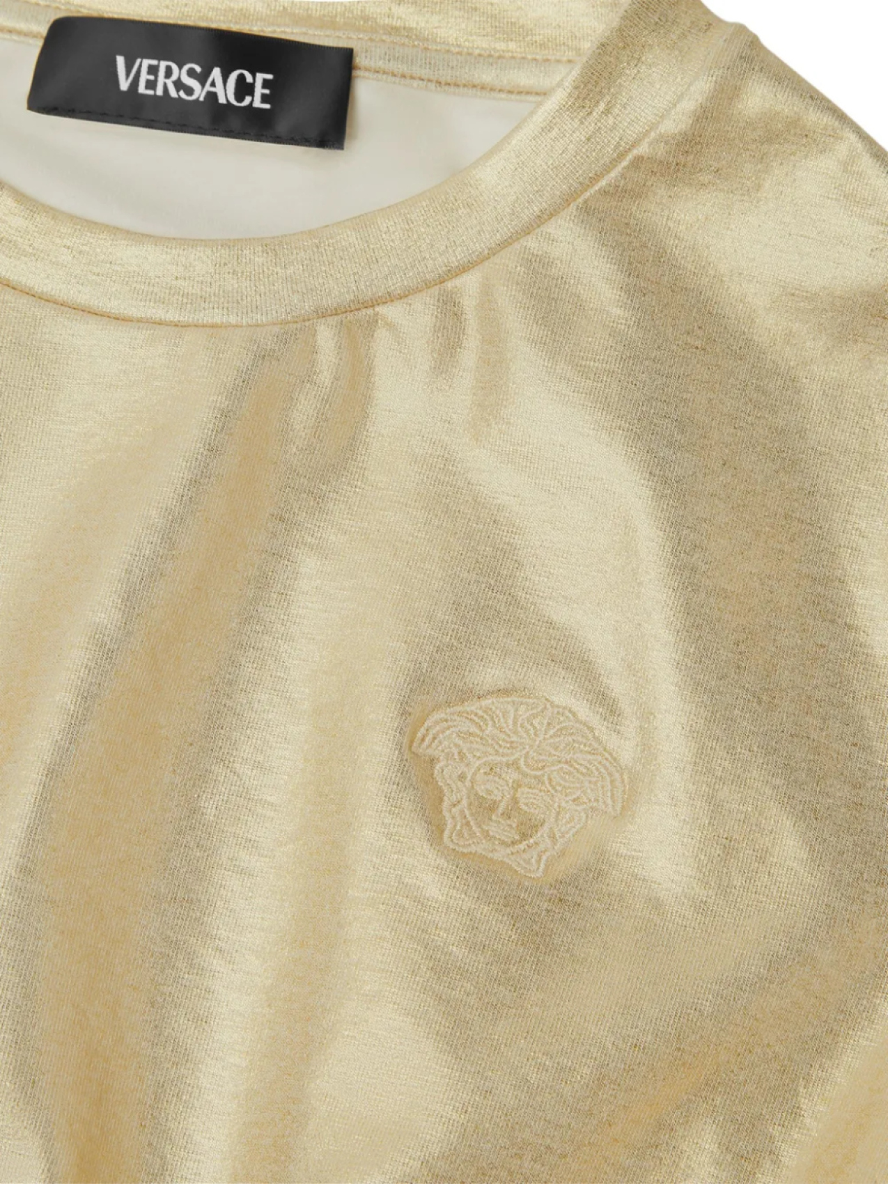 Versace Kids укороченный топ с эффектом металлик, золотой — фото 3