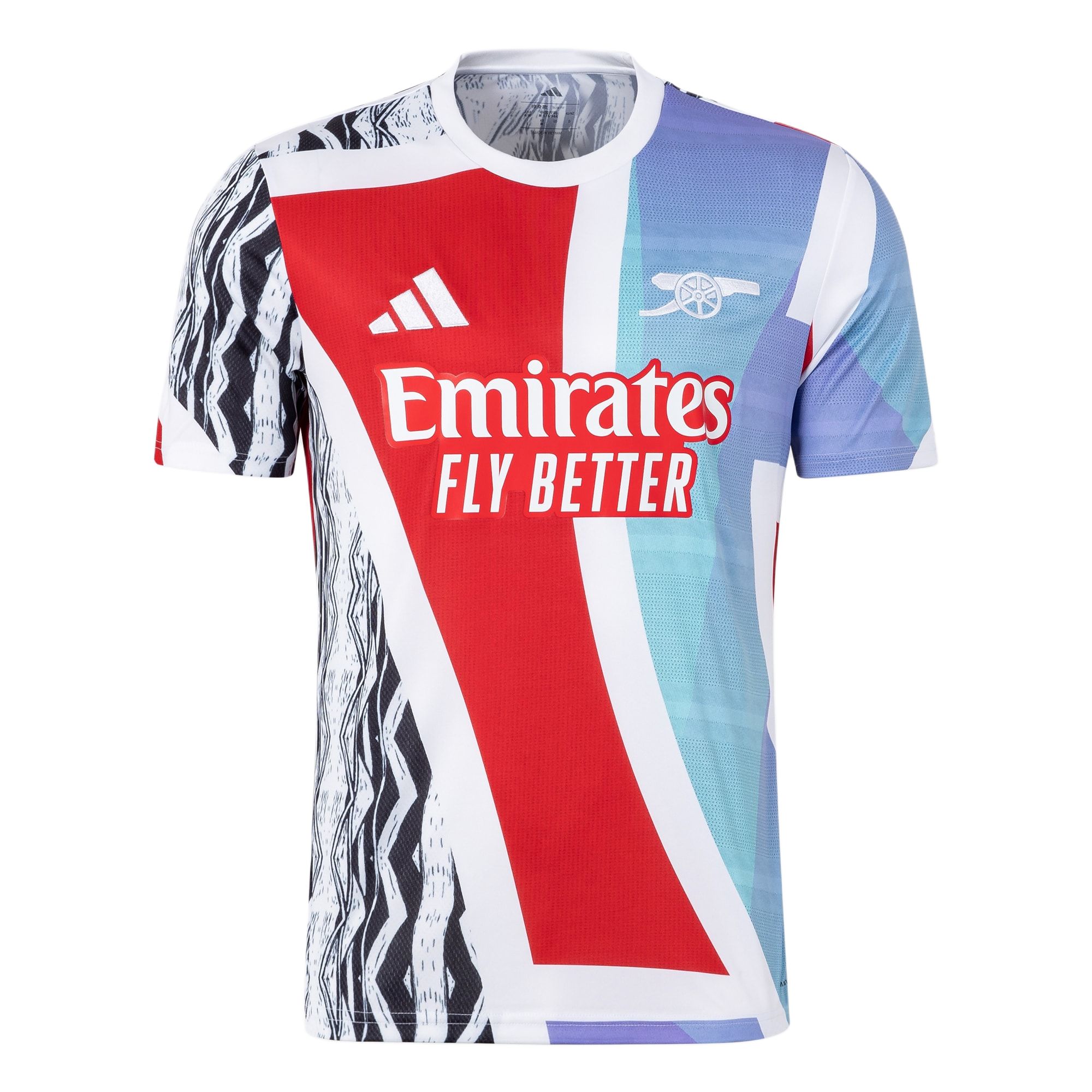 

Футболка предматчевая Arsenal 24/25 Adidas, Светло-алый/Белый/Черный/Морская синева
