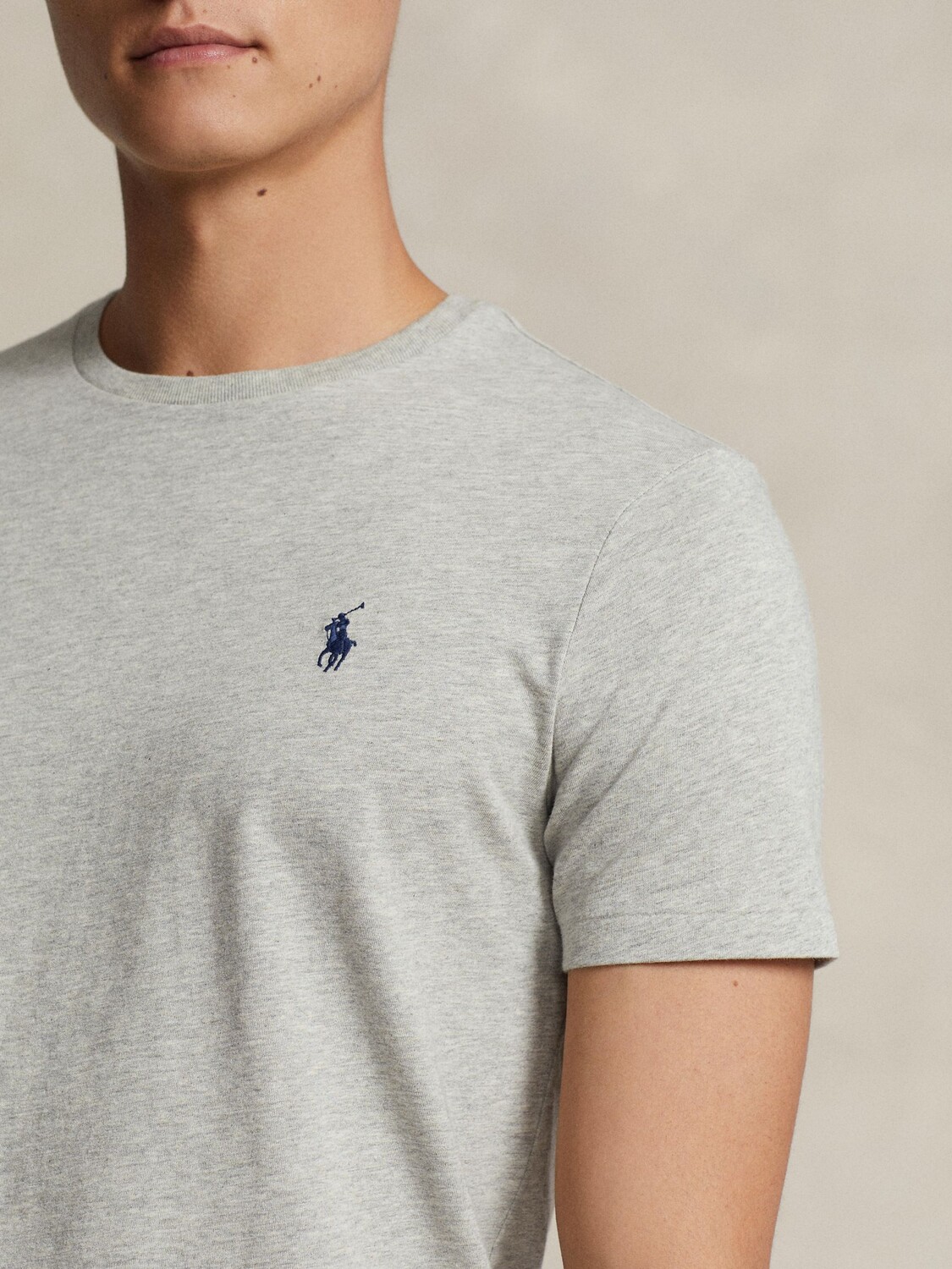 Футболка Polo Custom Slim Fit Ralph Lauren, новая хизер грей — фото 3