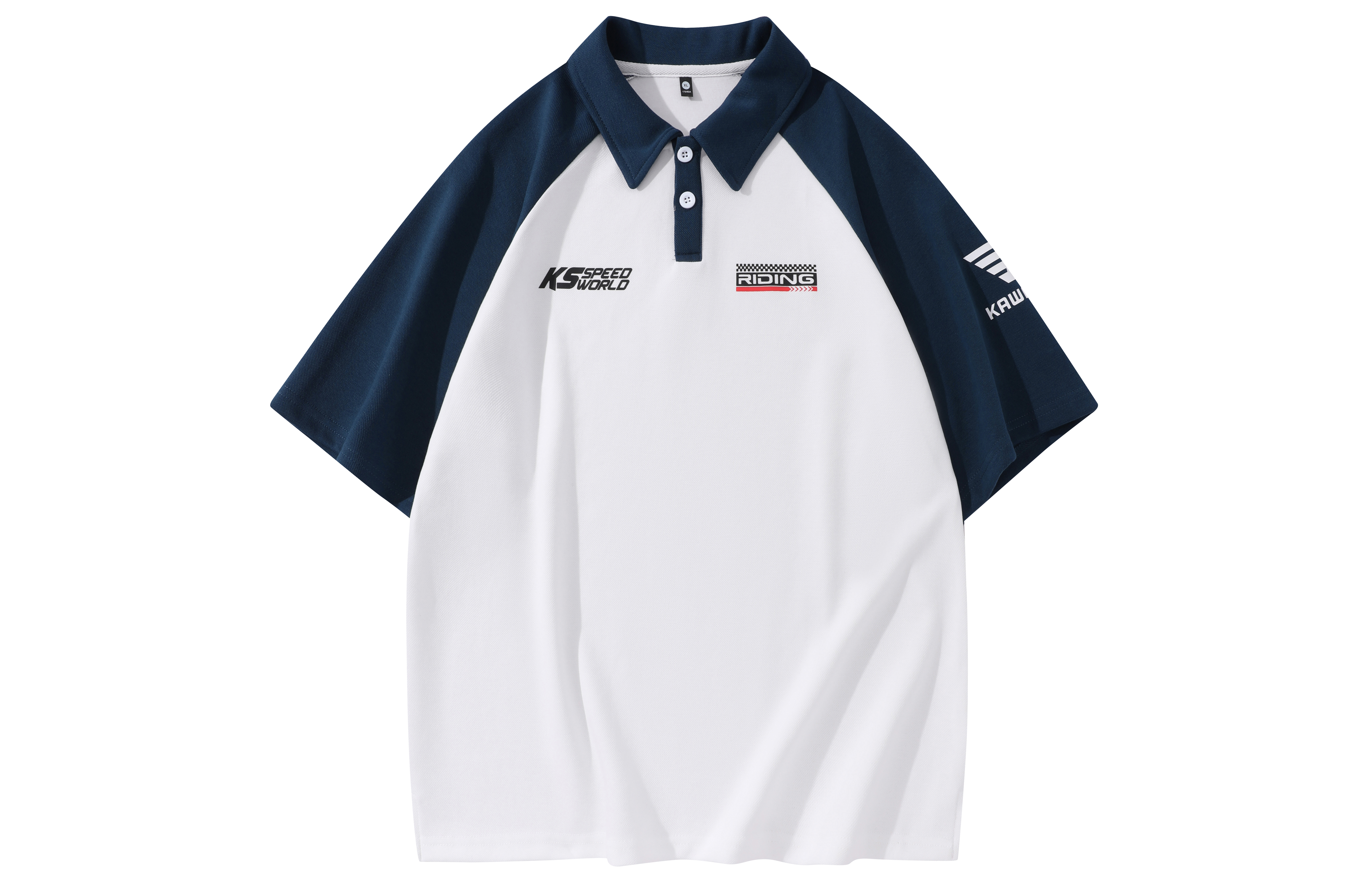 

Рубашка поло унисекс Kawasaki, White/Denim Blue