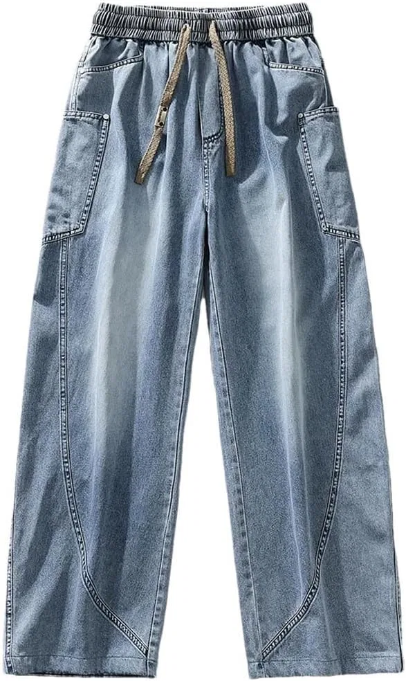 Джинсы прямые свободные Men's Summer Jeans, Light Blue