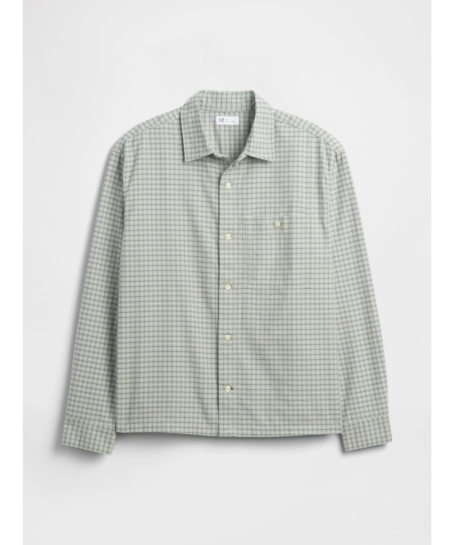 (U) Рубашка Оксфорд свободного кроя GAP, OLIVE_WINDOWPANE — фото 3