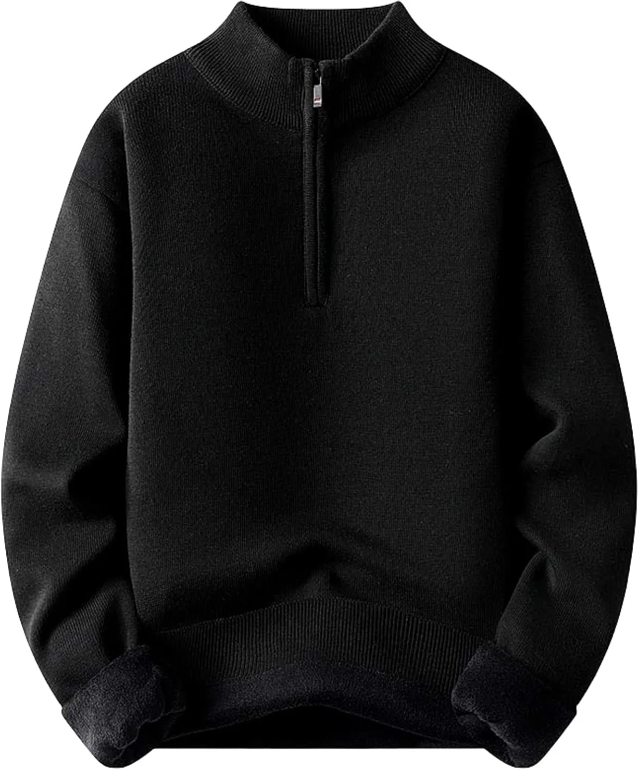 

Мужской вязаный свитер с подкладкой и молнией до середины в нейтральных тонах