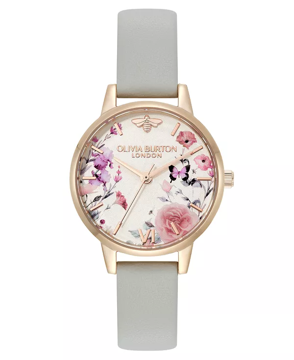 

Женские часы с цветочным рисунком и ремешком из телячьей кожи Earl Grey, 30 мм Olivia Burton, gray