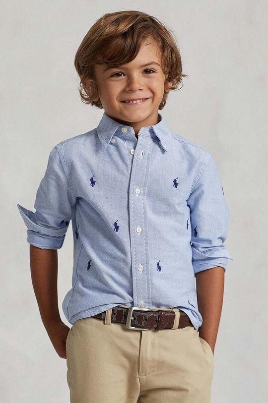 

Детская хлопковая рубашка Polo Ralph Lauren, синий