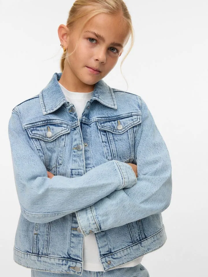 Джинсовая куртка с брендом Vero Moda Girl, голубой — фото 3