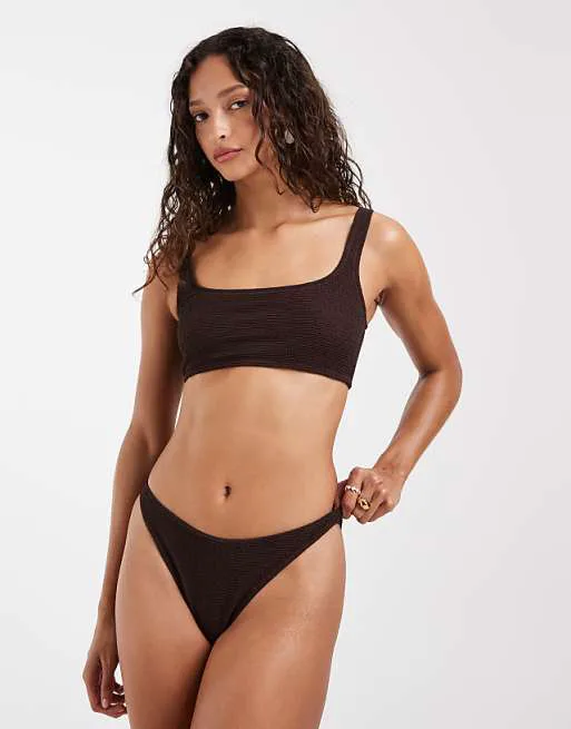 

Квадратный лиф бикини с жатым принтом и коричневыми принтами & Other Stories, Коричневый, Квадратный лиф бикини с жатым принтом и коричневыми принтами & Other Stories