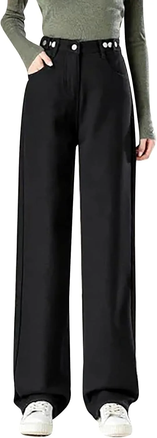 

Джинсы для женщин 2025 Loose Fleece Lined High Waisted Wide Leg LCMTWX