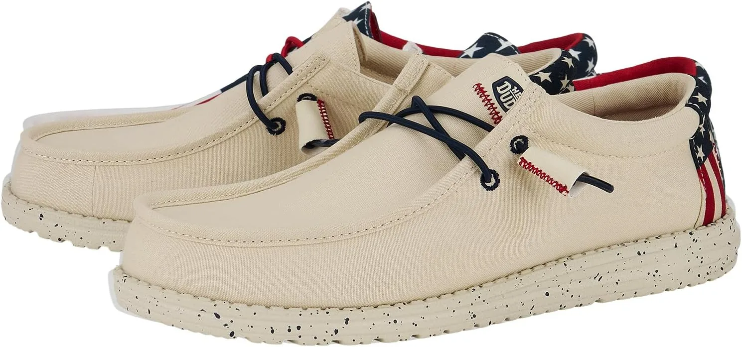 Мужские кроссовки HEYDUDE Wally Americana Off White, белый — фото 4