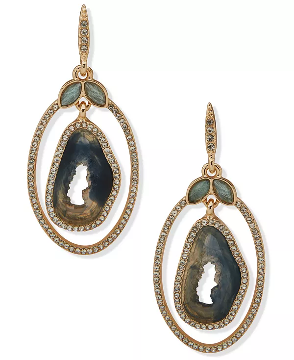 

Орбитальные серьги с золотым паве из кубического циркония, стекла и искусственного камня Lonna & Lilly, blue