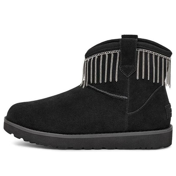 Ботинки зимние UGG Classic с бахромой, черный