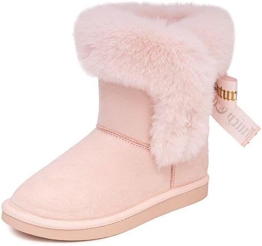 

Зимние сапоги Juicy Couture для девочек, теплые с утеплителем, модные ботильоны средней высоты, наружные снежные сапожки для малышей, детей младшего и старшего возраста, Blush