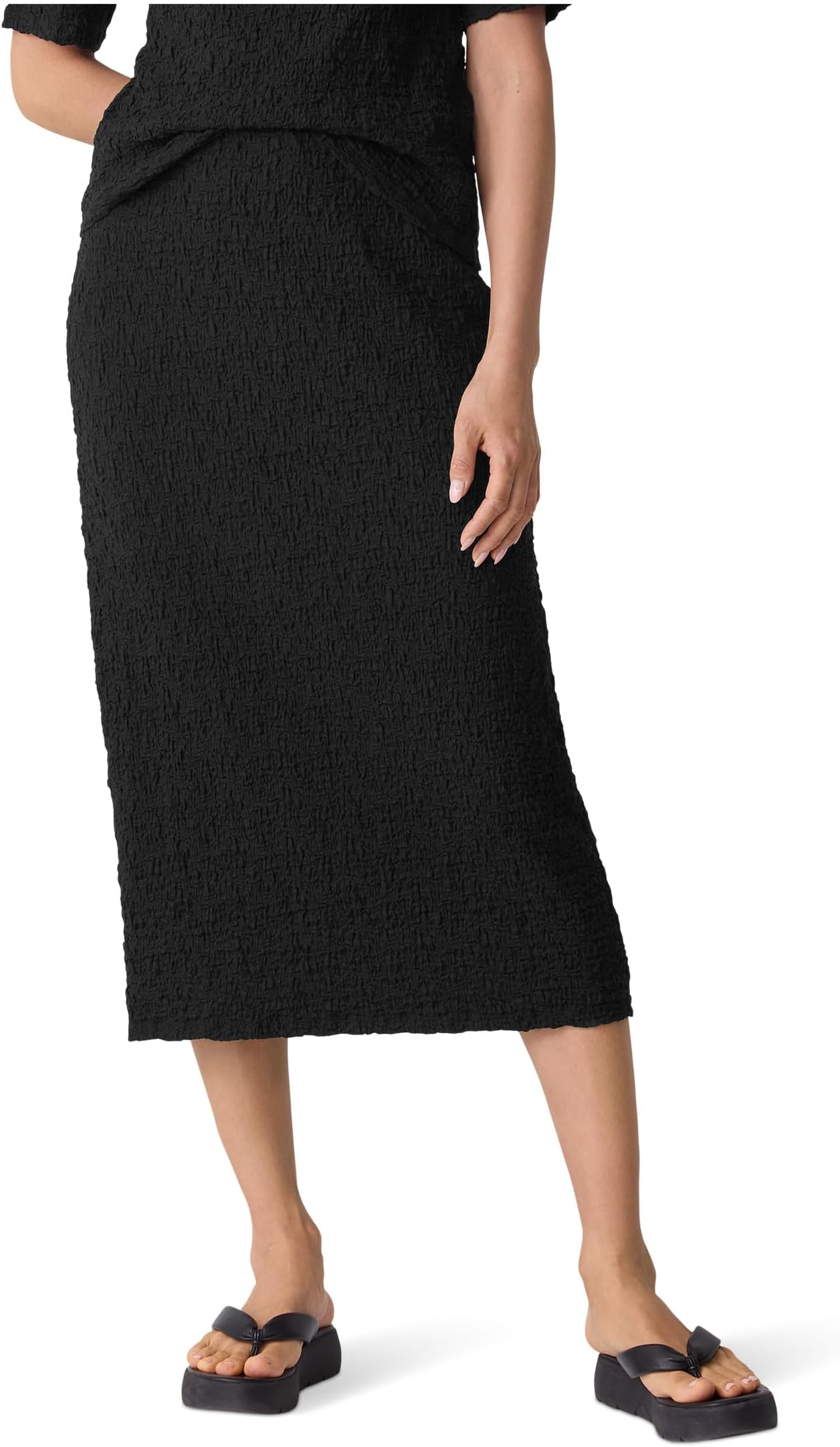 

Юбка Eileen Fisher Bubble Jacquard Straight Skirt, черный
