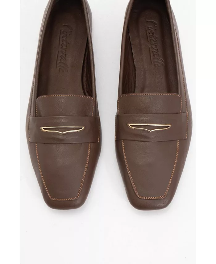 Иридесса Кожаные Лоферы на Плоской Подошве (Женщины) Forever & Always Shoes, коричневый — фото 2