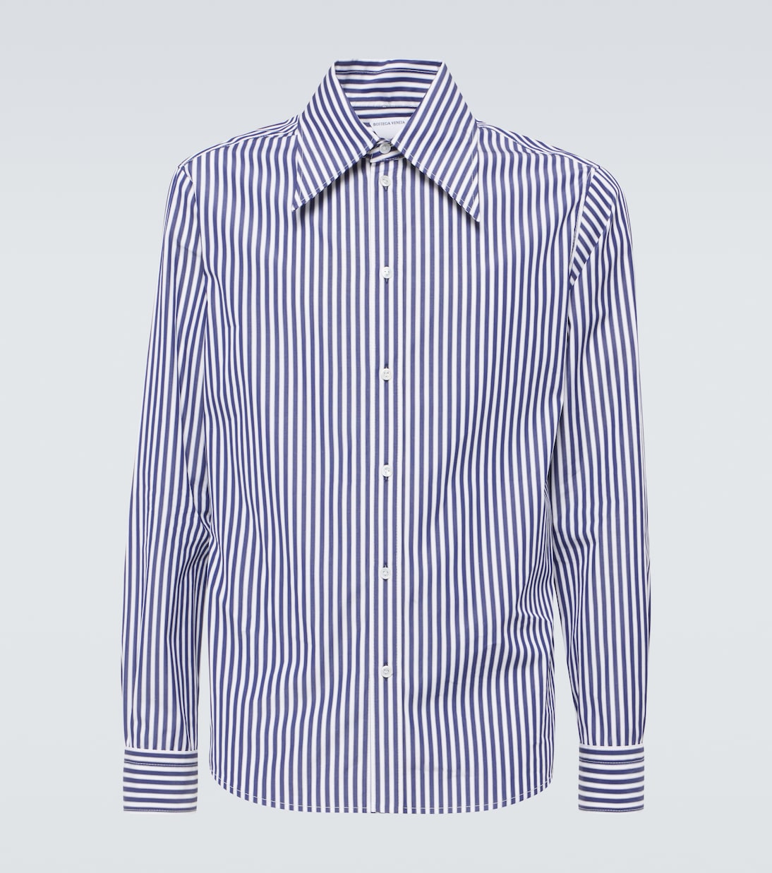 

Полосатая хлопковая поплиновая рубашка Bottega Veneta, Blue/White