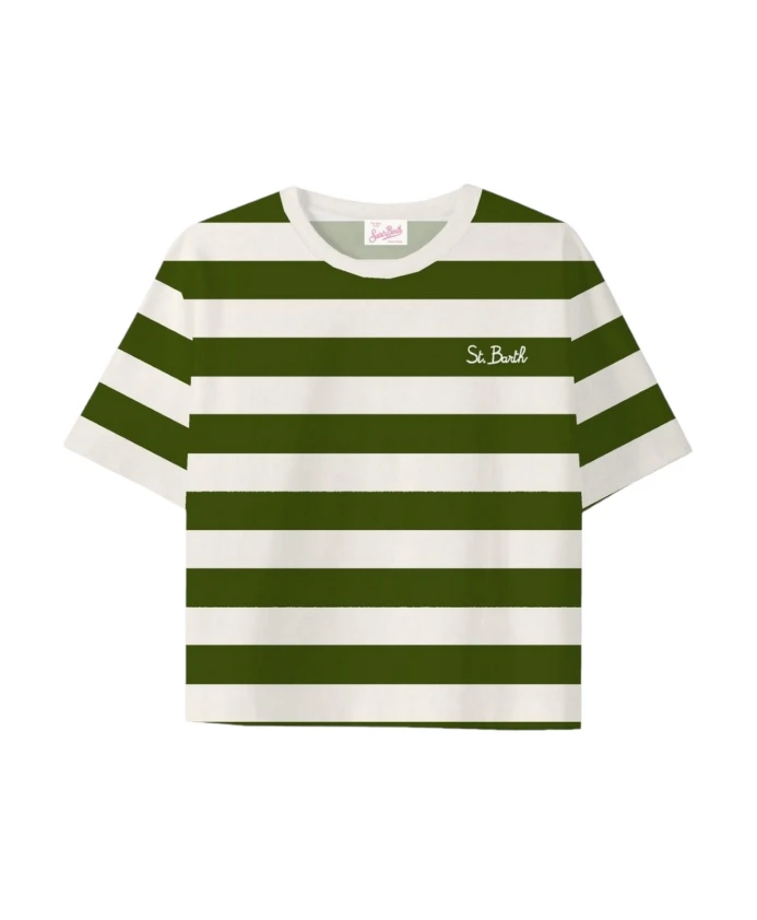 

Полосатая укороченная футболка в стиле Малия Mc2 Saint Barth, зеленый