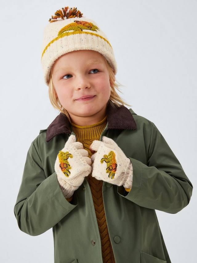 Детские митенки-варежки Boucle Dinsosuar из смесовой шерсти John Lewis, Grey Marl — фото 4