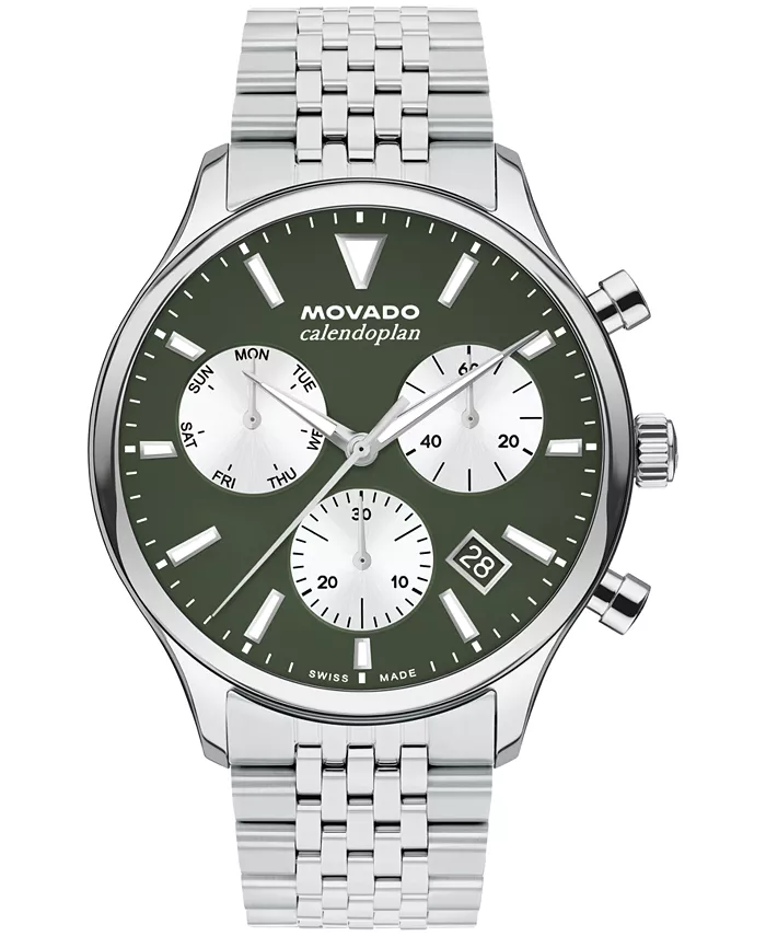 

Мужские часы Calendoplan Swiss Quartz Chrono из нержавеющей стали, 43 мм Movado