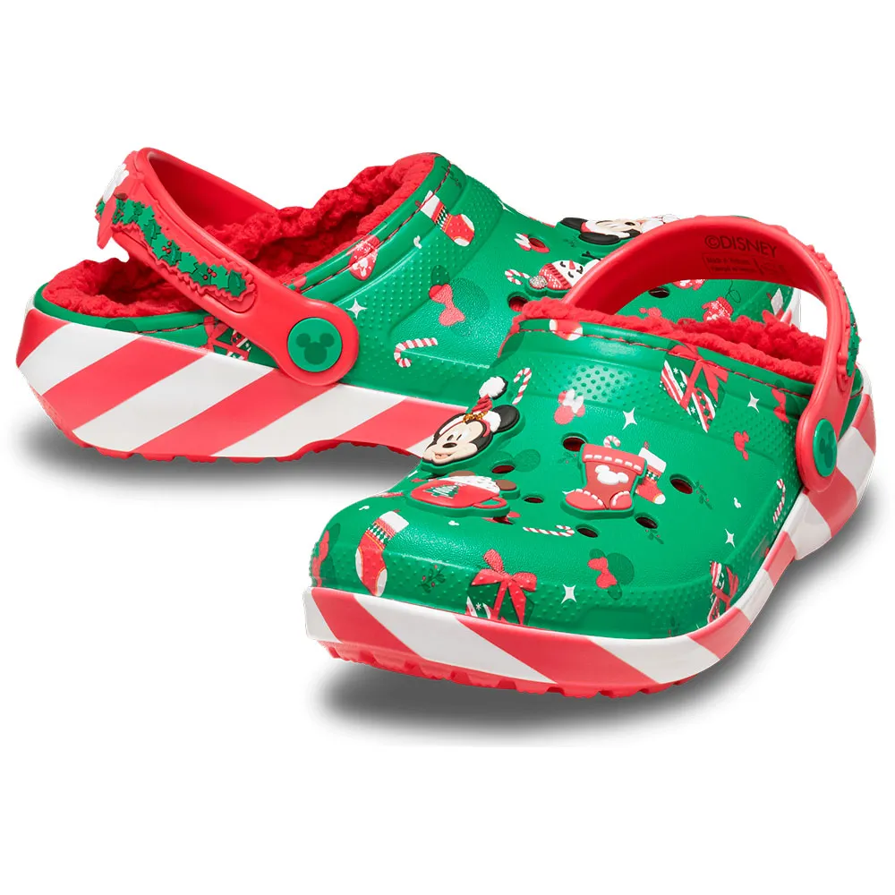 Классические сабо Crocs с подкладкой и рисунком Микки Мауса на рождественскую тематику, зеленый — фото 4