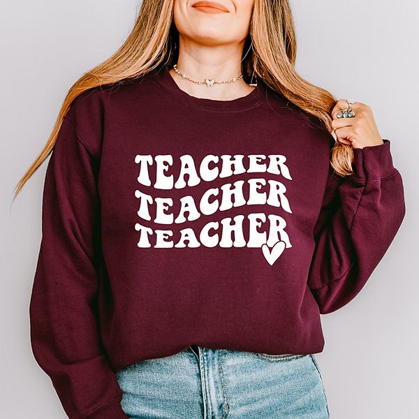

Свитшот Teacher с волнистым сердцем Simply Sage Market, Maroon