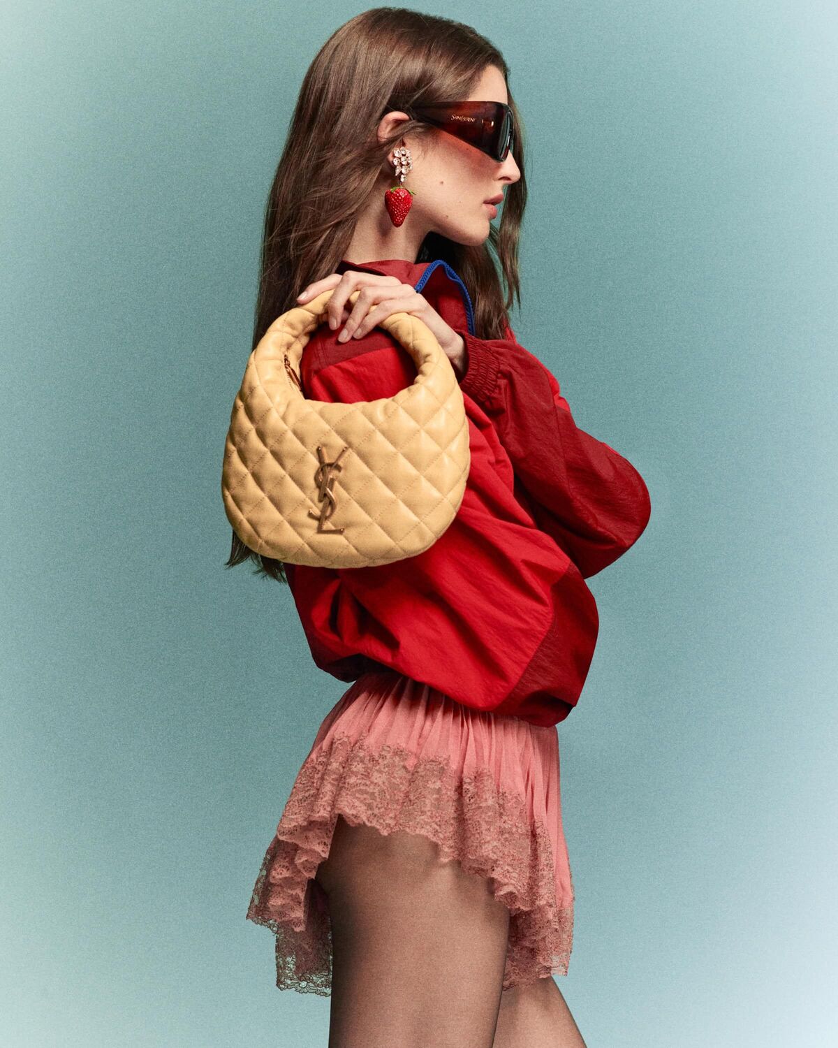 Укороченная ветровка CASSANDRE из нейлонового файла SAINT LAURENT, красный — фото 2